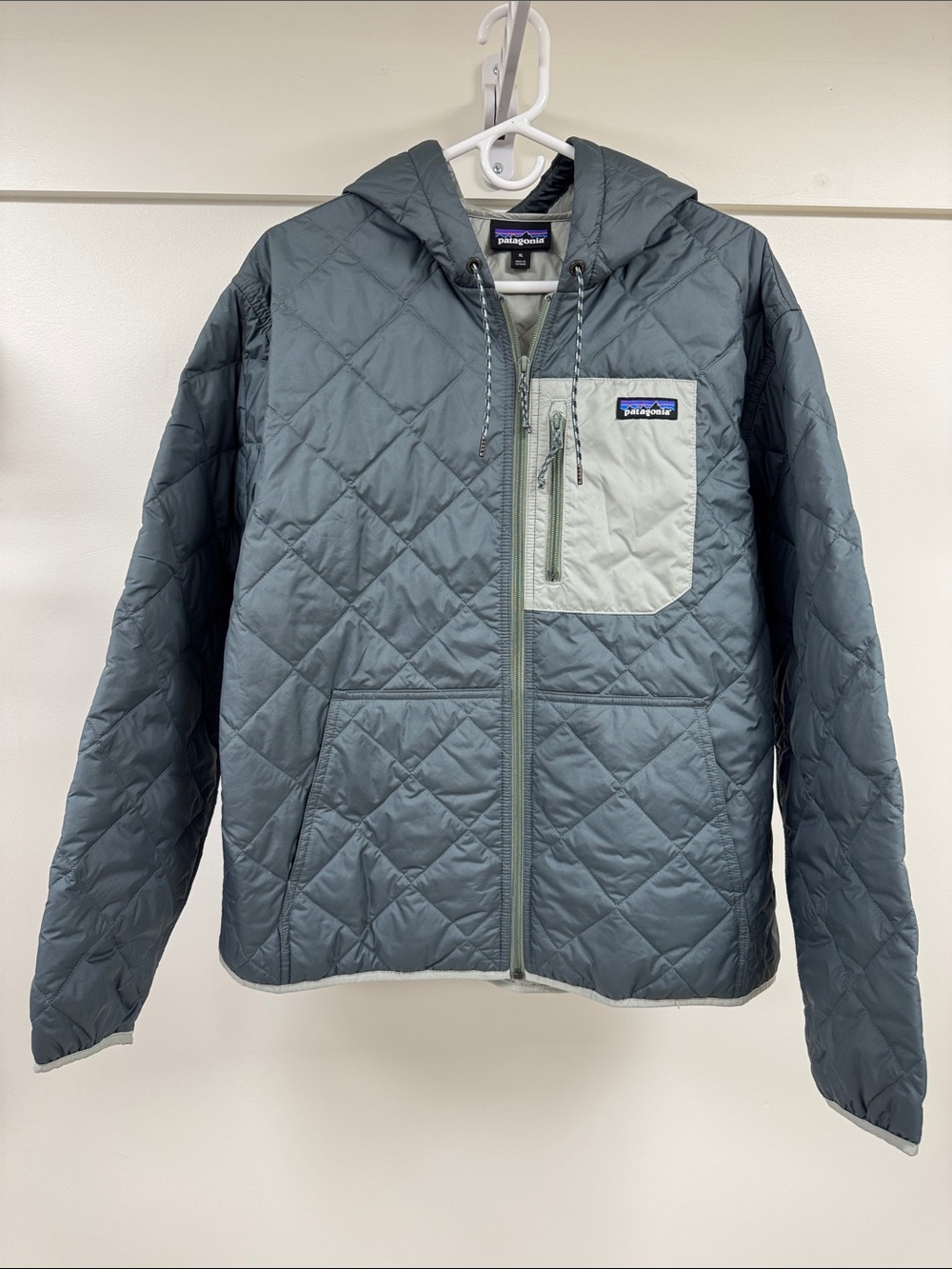 Patagonia Kids Quilted Hooded Jacket in Slate Blue